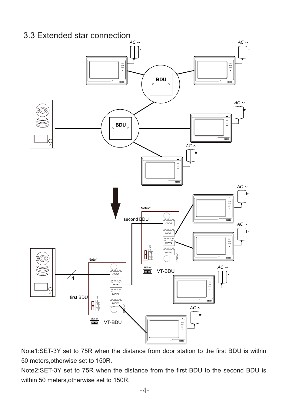 3 extended star connection, Vt-bdu, First bdu second bdu | V-Tech VT-BDU Manual User Manual | Page 4 / 4