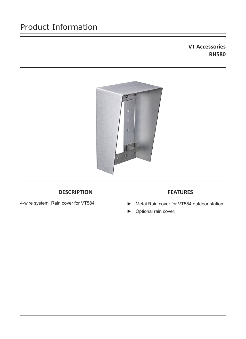 V-Tech RH580 for VT584 Info User Manual | 2 pages