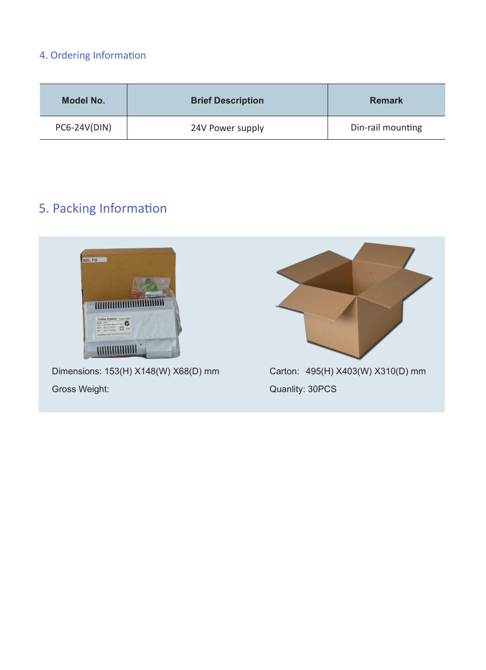 Packing information | V-Tech PC6 Info User Manual | Page 3 / 3