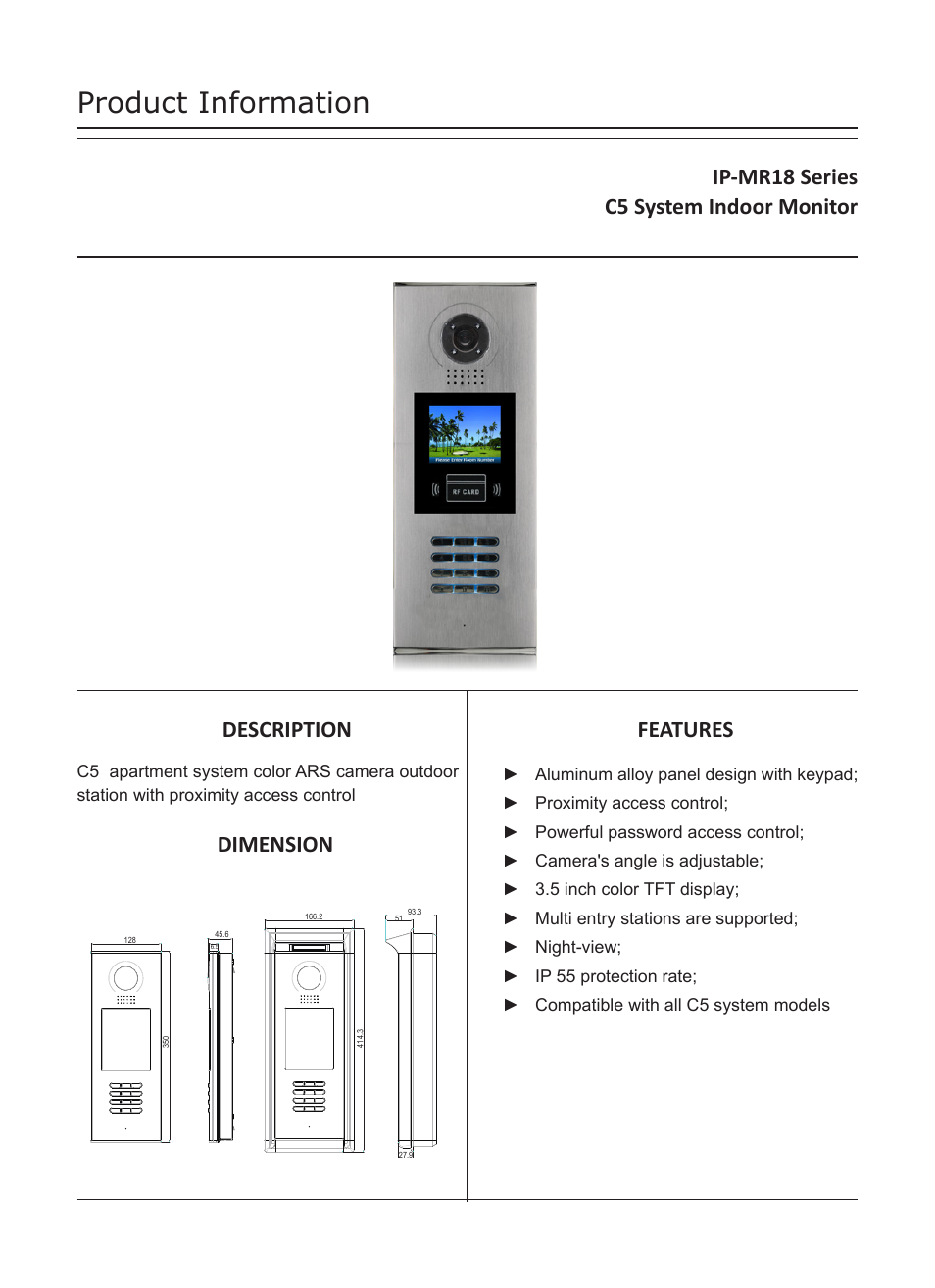 V-Tech IP-MR18 Info User Manual | 4 pages