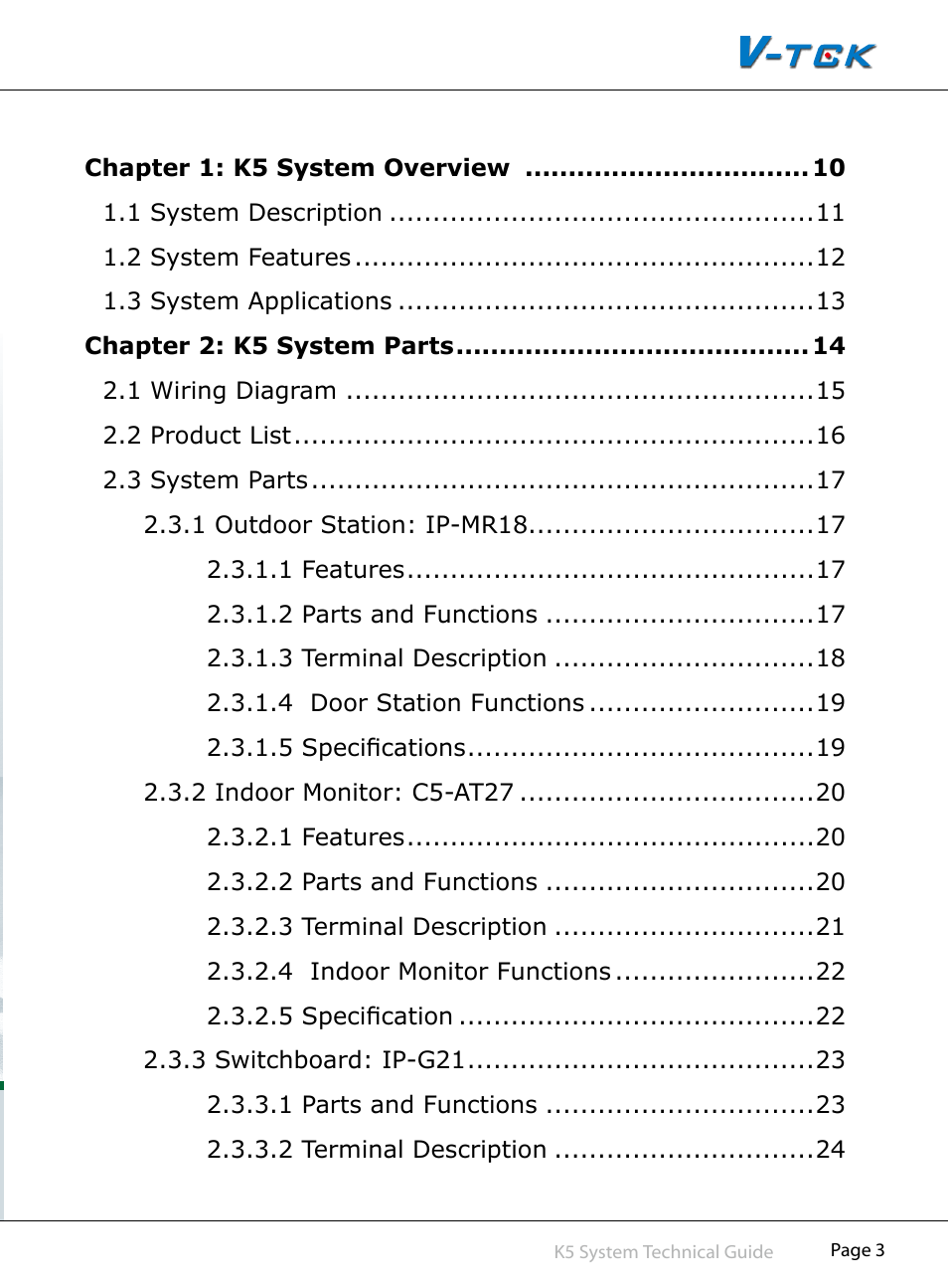 V-Tech CAT5 System Technical Guide User Manual | Page 3 / 156