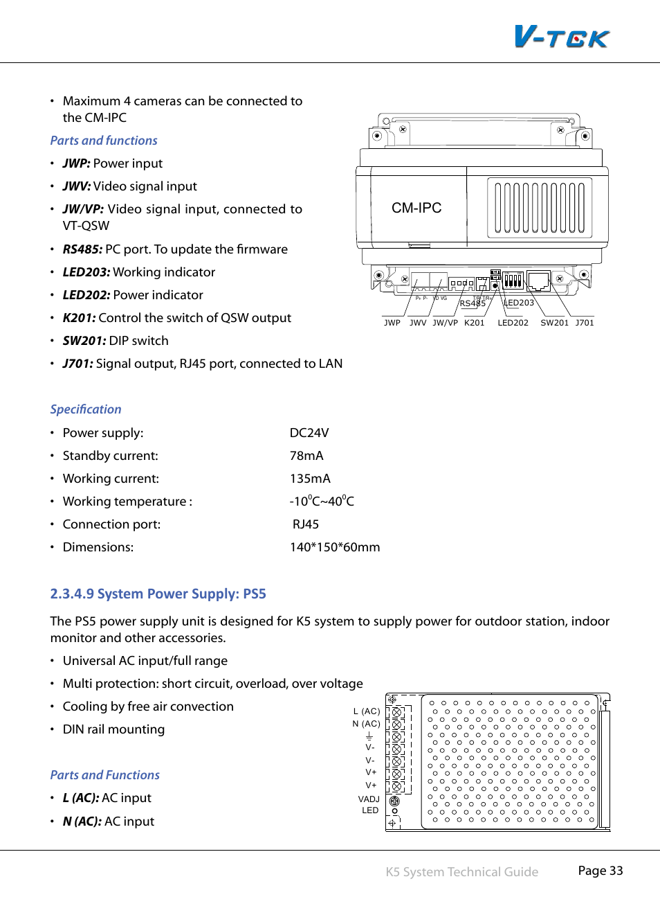 9§system§power§supply:§ps5, Cm-ipc | V-Tech CAT5 System Technical Guide User Manual | Page 33 / 156