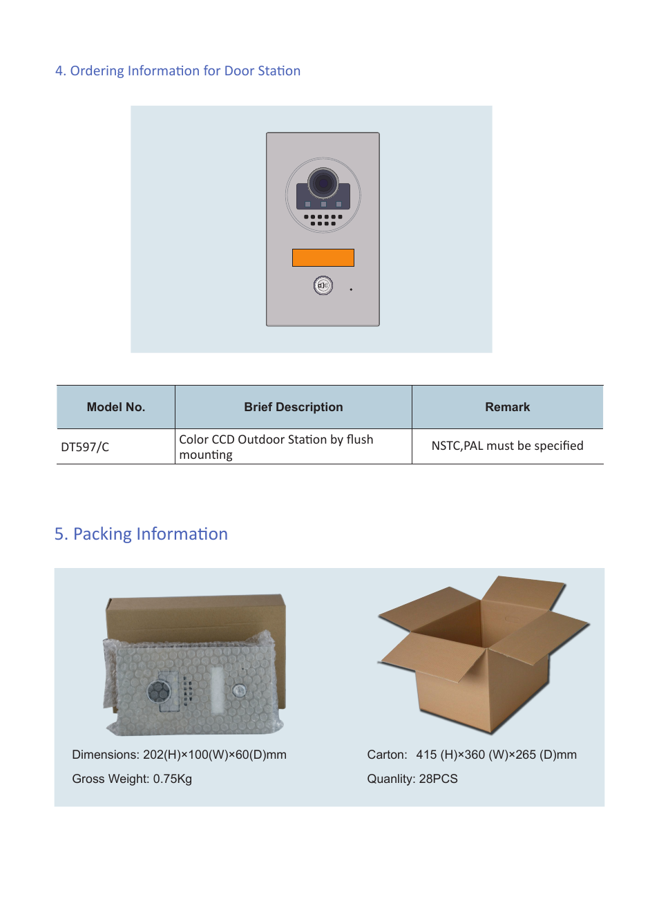 Packing information | V-Tech DT597 Info User Manual | Page 4 / 4
