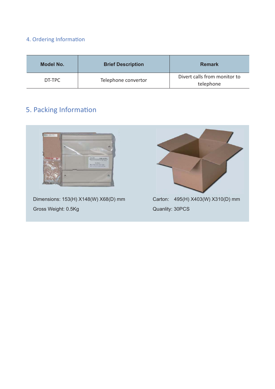 Packing informaɵ on | V-Tech DT-TPC Info User Manual | Page 3 / 3