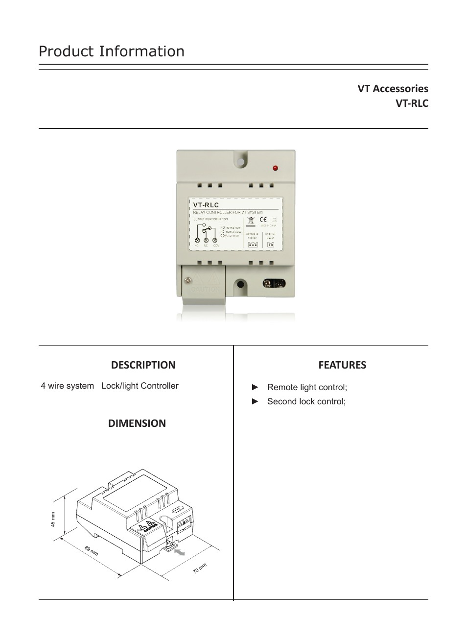 V-Tech VT-RLC Info User Manual | 3 pages