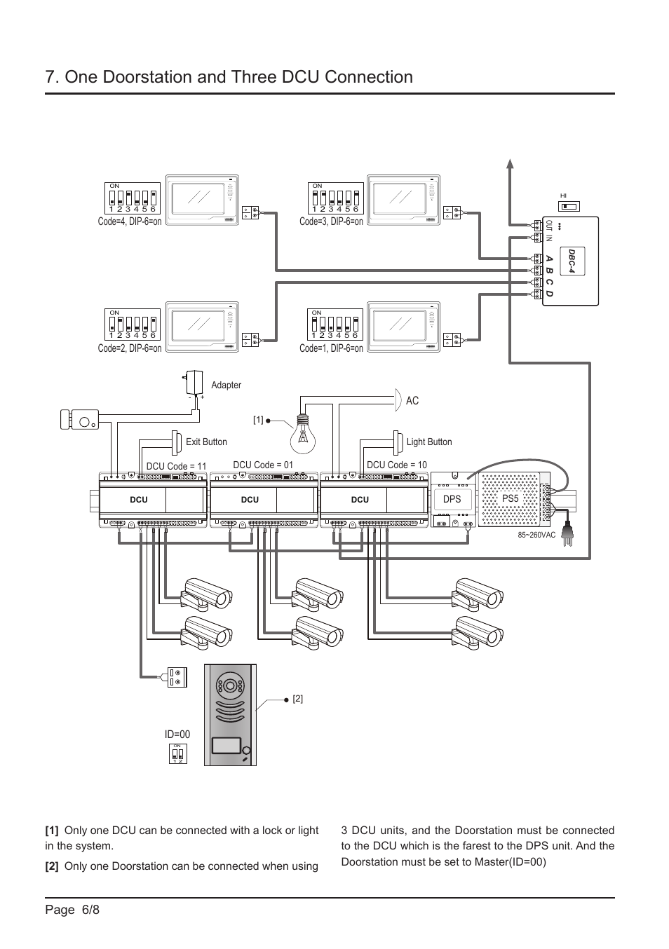 One doorstation and three dcu connection, Page 6/8 | V-Tech DT-DCU Manual User Manual | Page 6 / 8
