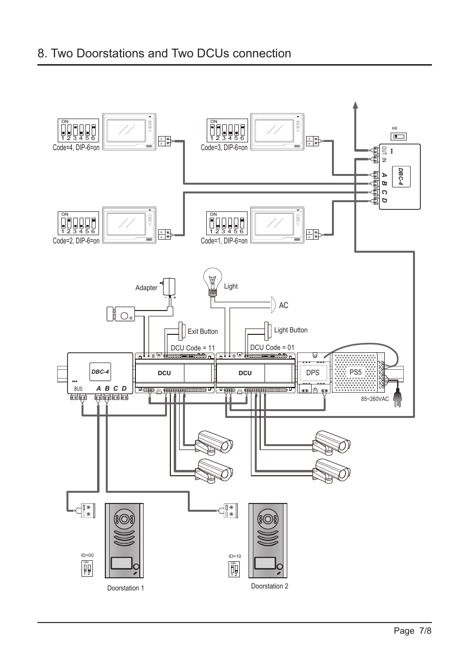 Two doorstations and two dcus connection, Page 7/8 | V-Tech DT-DCU Manual User Manual | Page 7 / 8