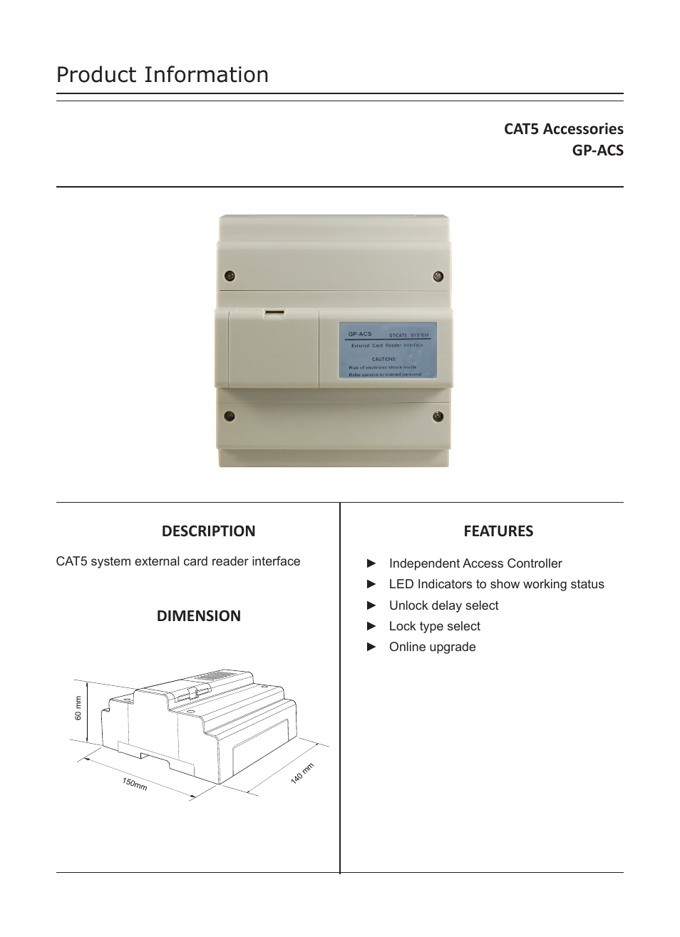 V-Tech GP-ACS Info User Manual | 3 pages