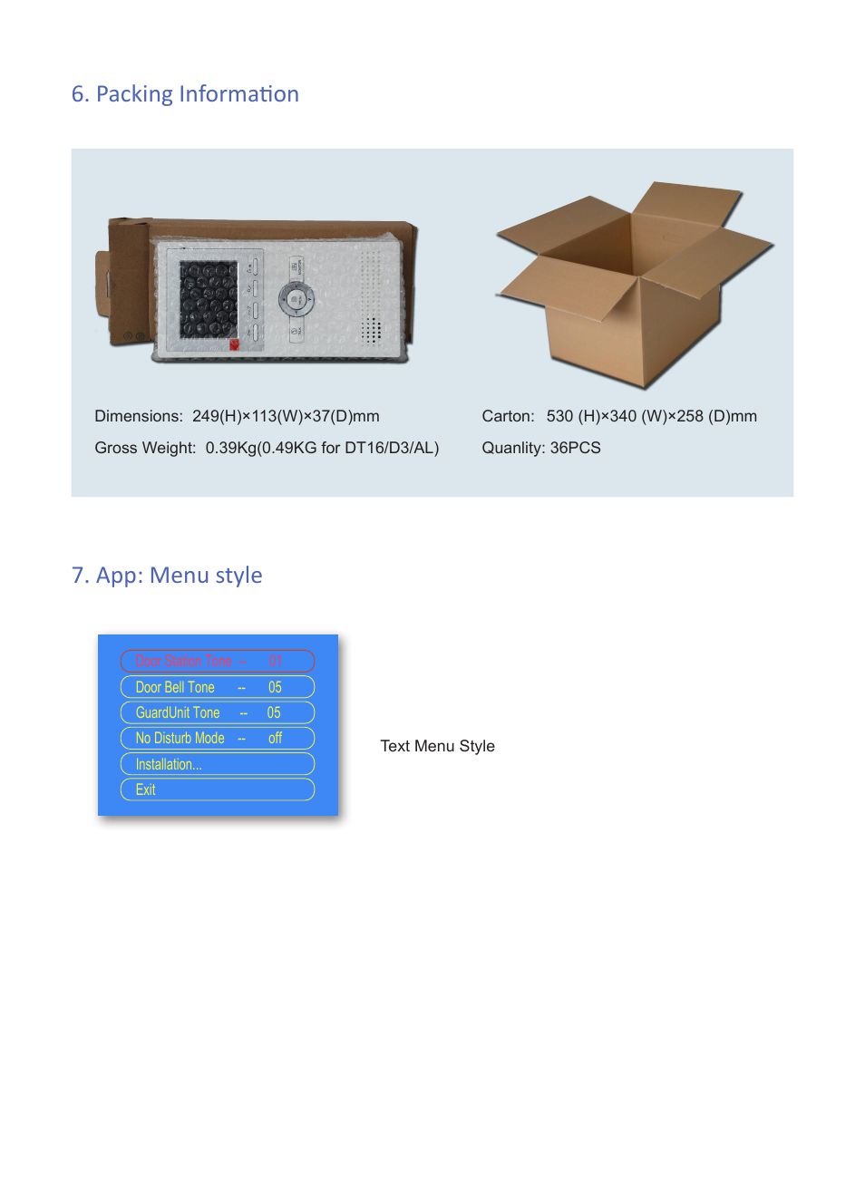 Packing information 7. app: menu style | V-Tech AT16 User Manual | Page 4 / 4