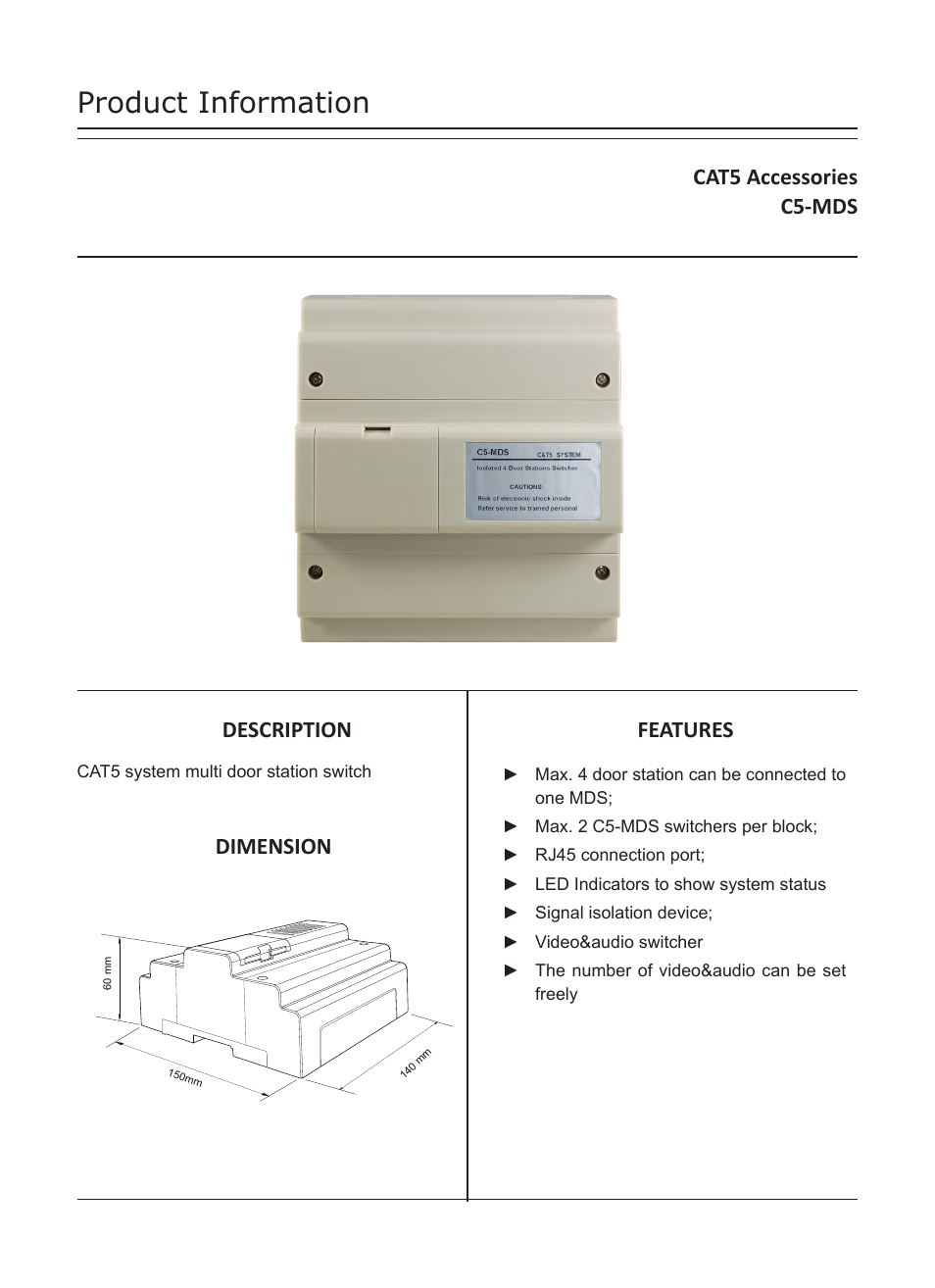 V-Tech C5-MDS Info User Manual | 3 pages