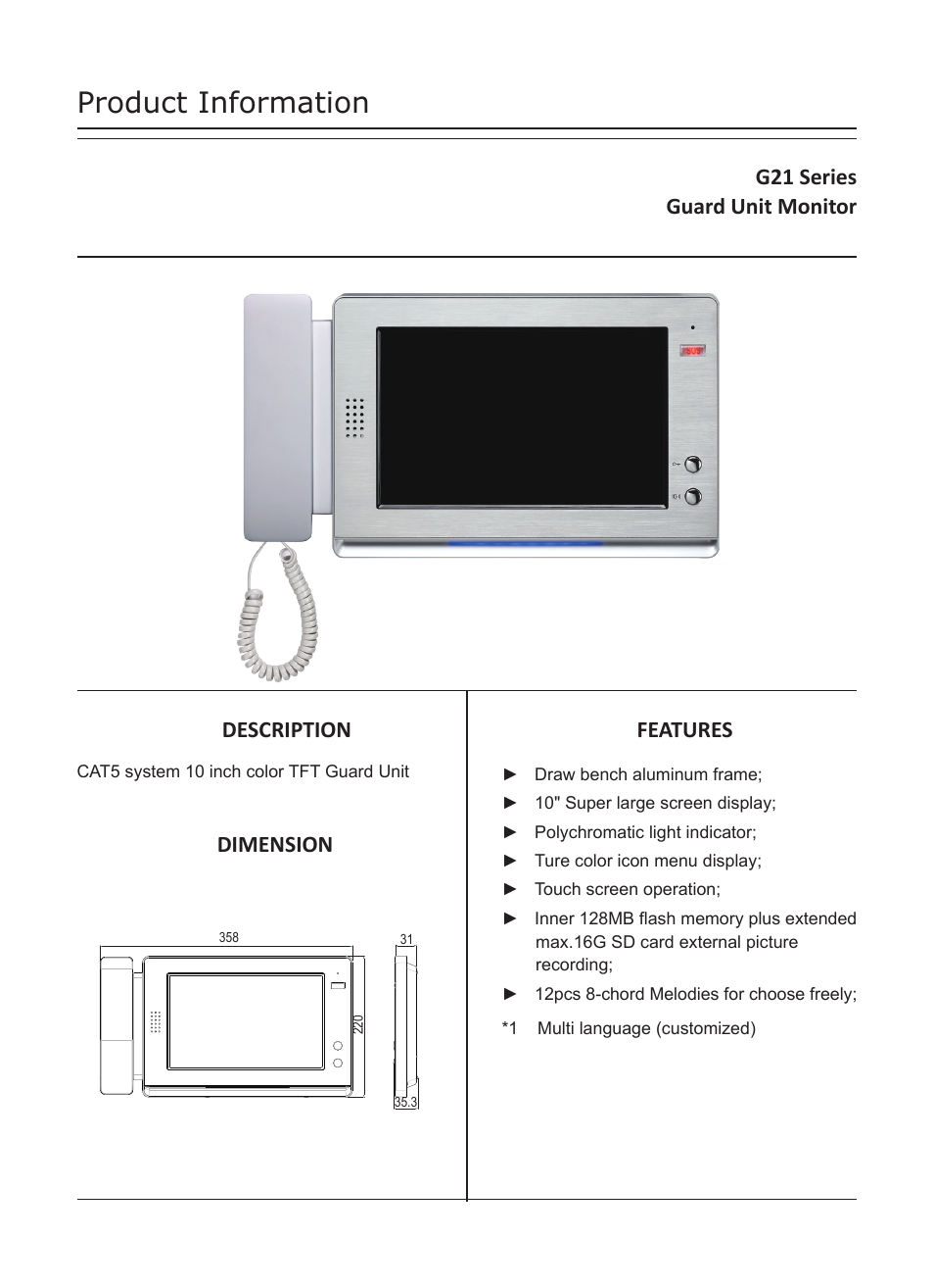 V-Tech G21 Info User Manual | 4 pages