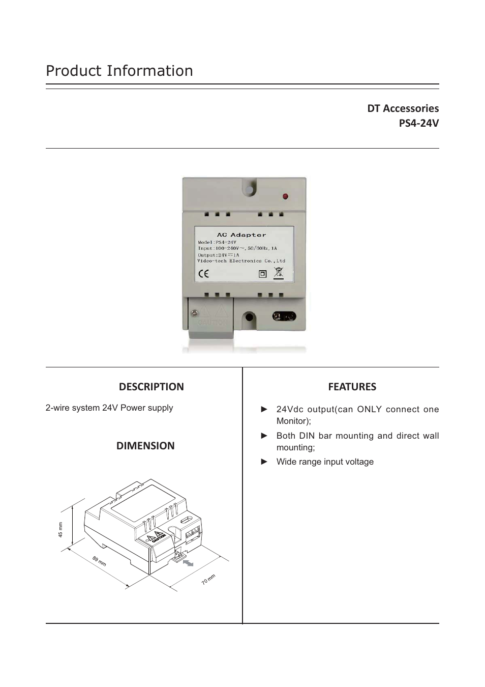 V-Tech PS4-24V Info User Manual | 3 pages