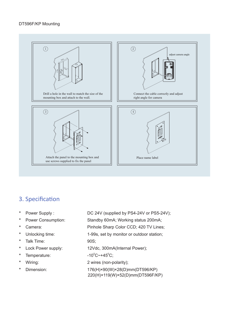 Specification | V-Tech DT596KP Info User Manual | Page 3 / 4