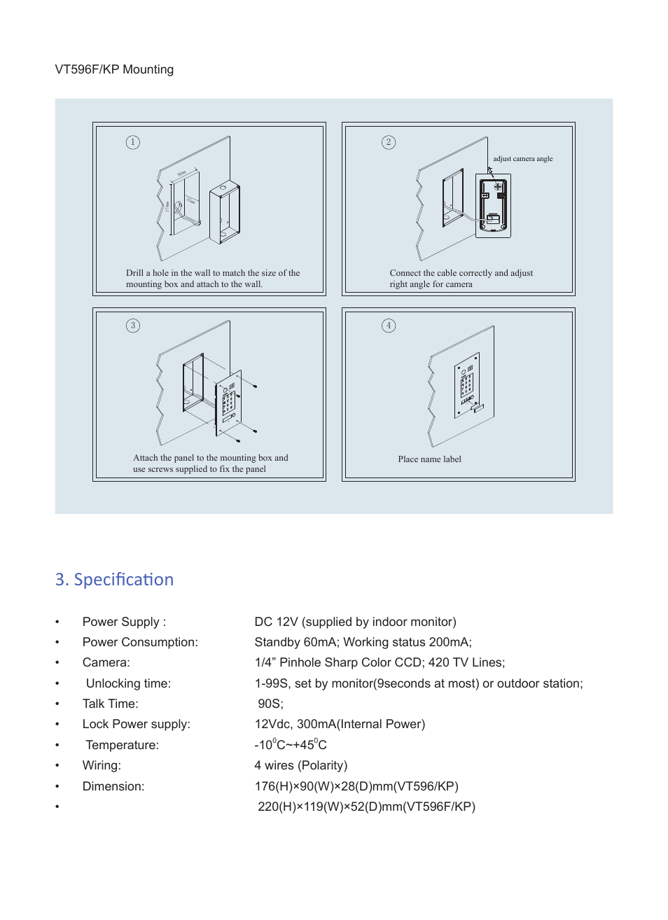 Specification | V-Tech VT596 Info User Manual | Page 3 / 4
