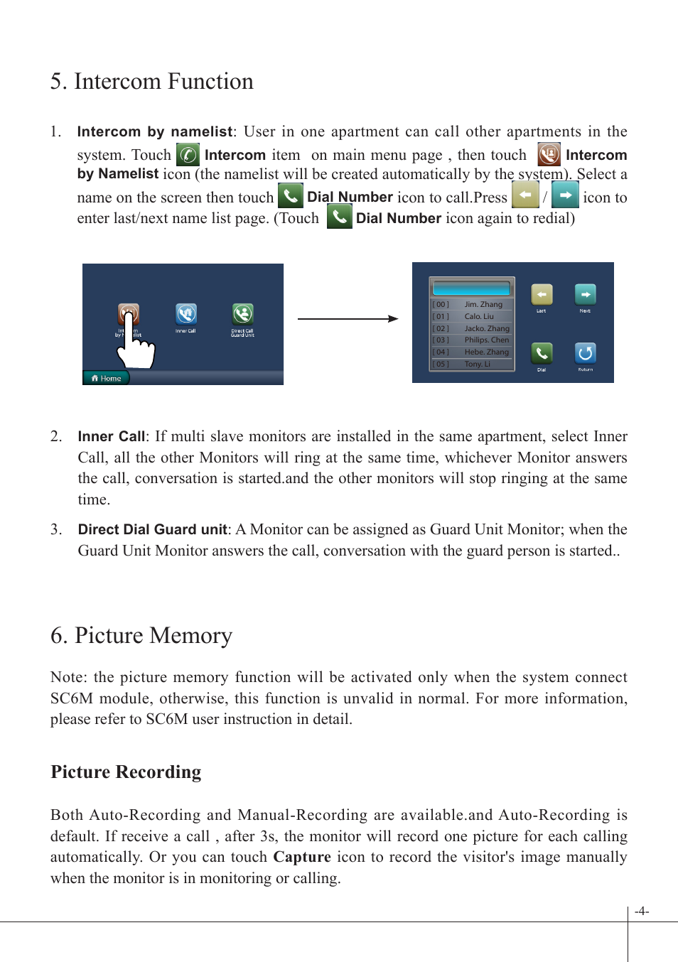 Intercom function, Picture recording | V-Tech DT47 Manual User Manual | Page 5 / 12