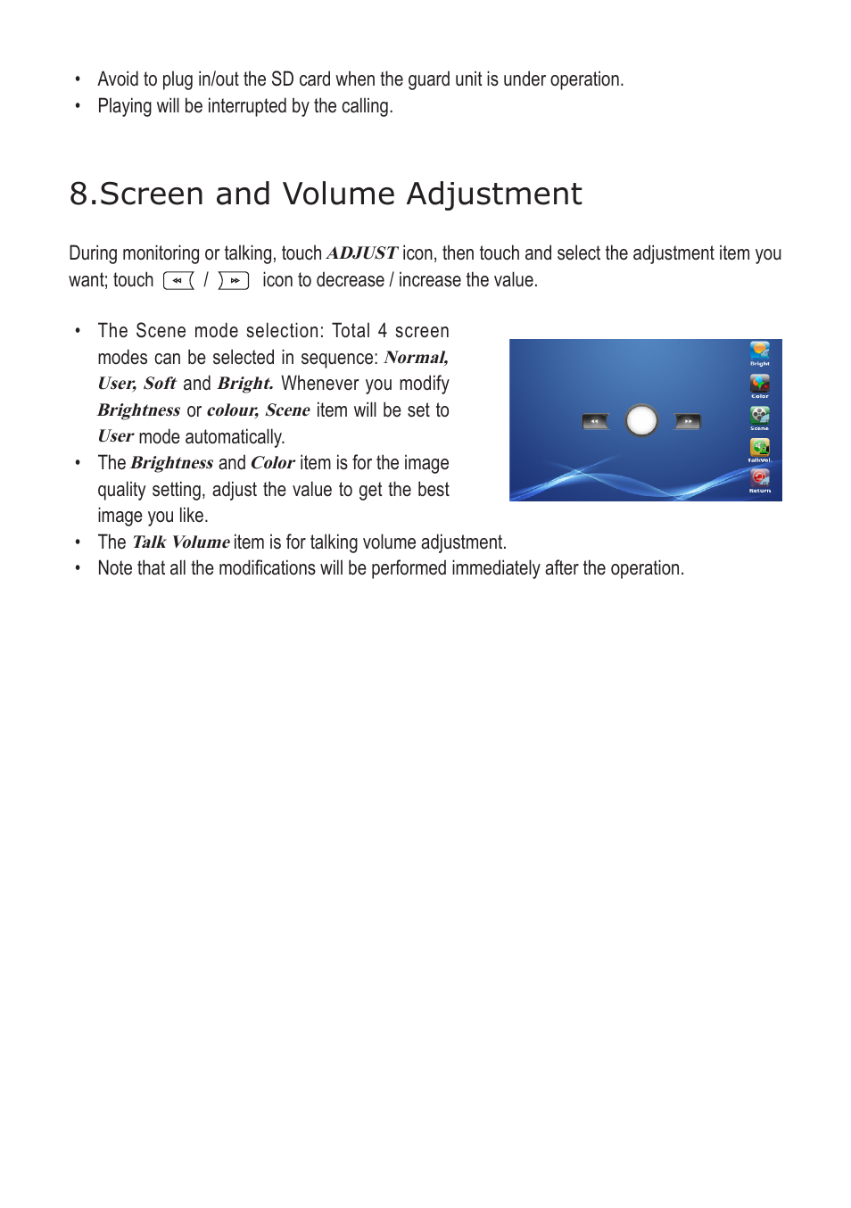 Screen and volume adjustment | V-Tech G21 Manual User Manual | Page 10 / 12
