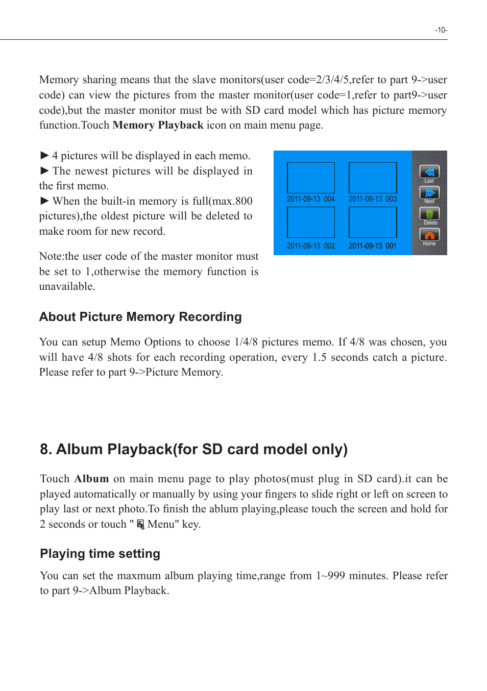 Album playback(for sd card model only) | V-Tech VT27 Manual User Manual | Page 11 / 16