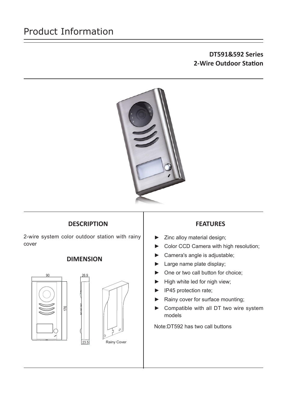 V-Tech DT592 Info User Manual | 3 pages