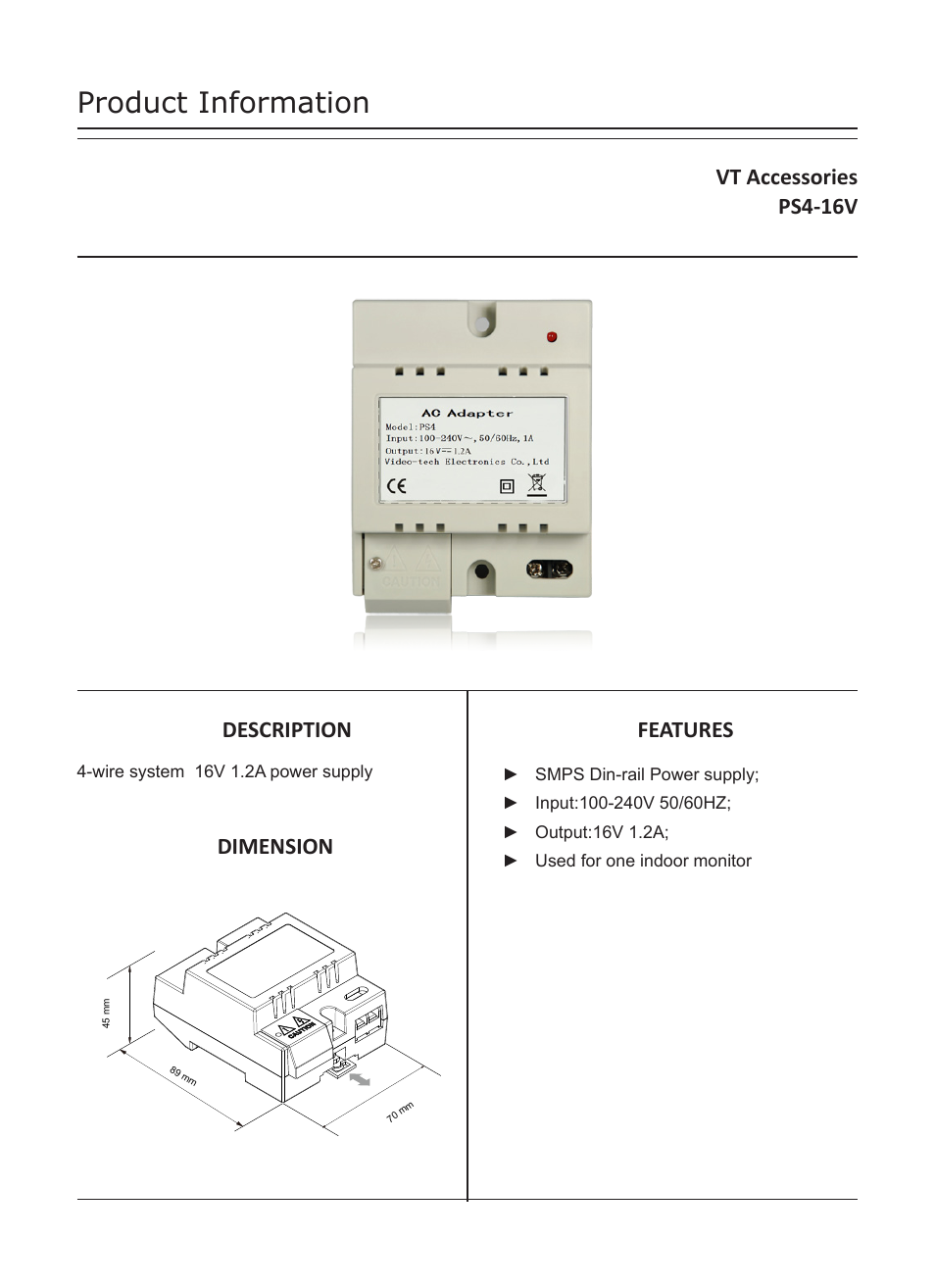 V-Tech PS4-16V Info User Manual | 3 pages