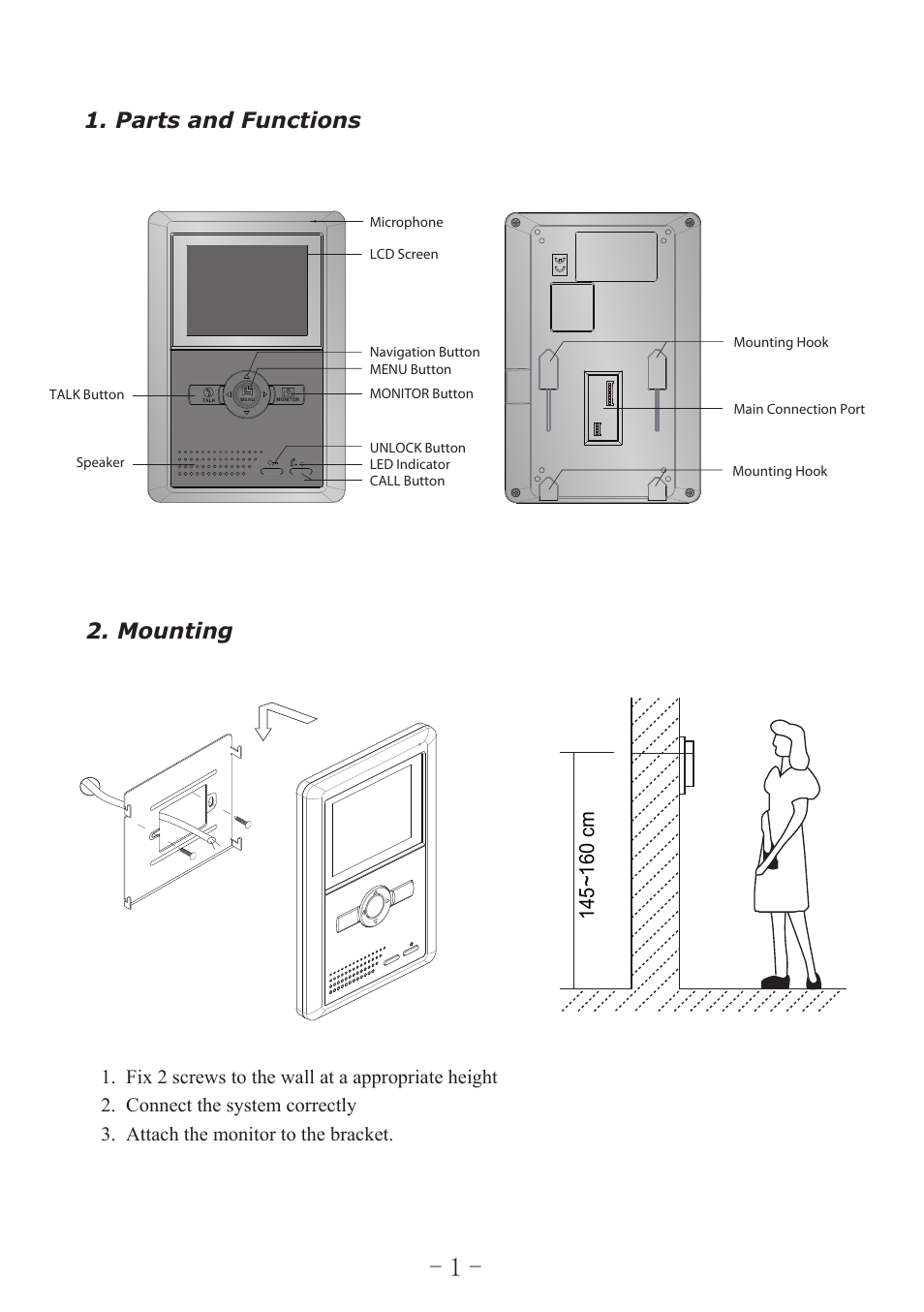 Parts and functions 2. mounting | V-Tech AT25_D4 Manual User Manual | Page 3 / 12