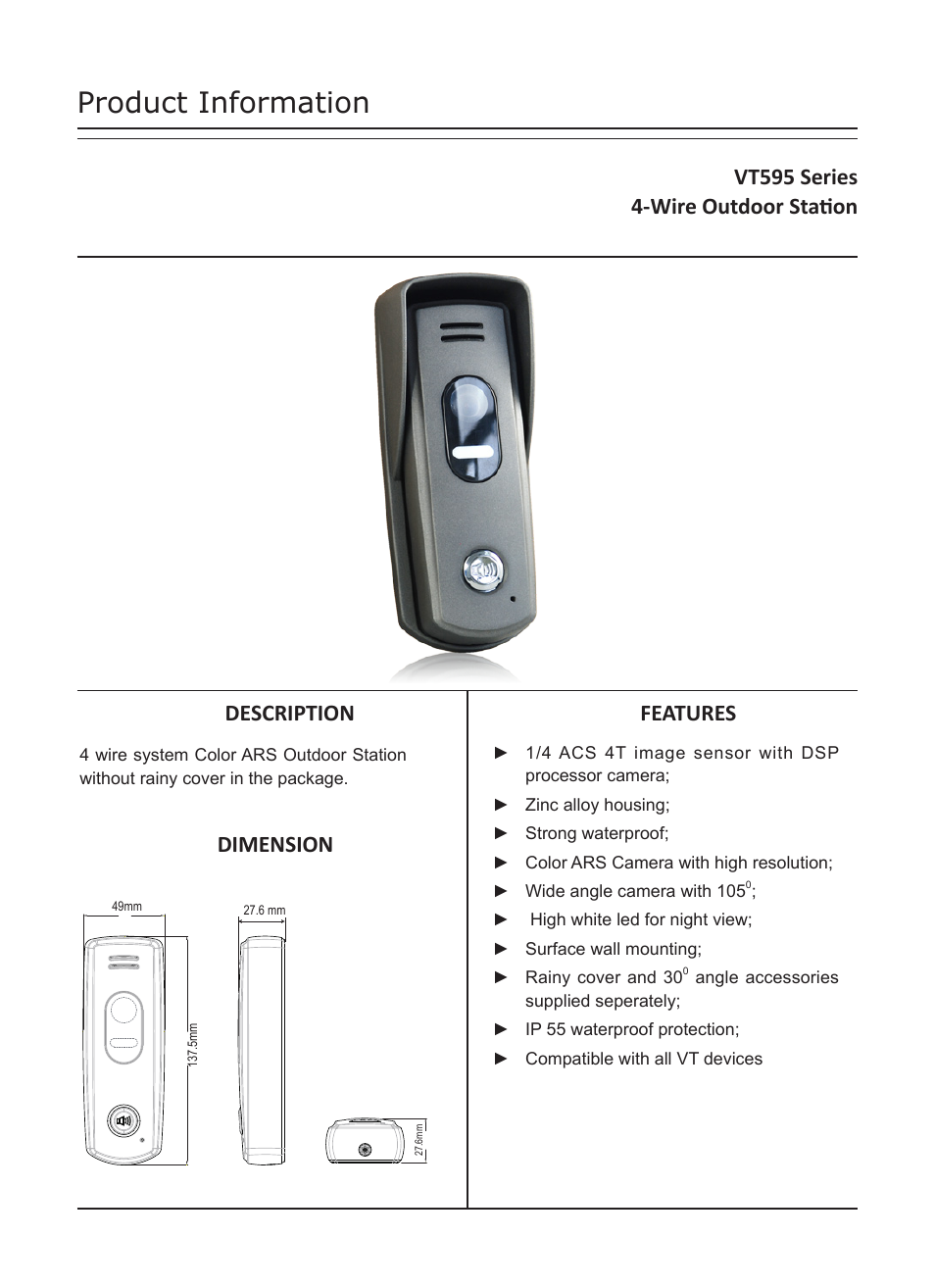 V-Tech VT595 Info User Manual | 3 pages