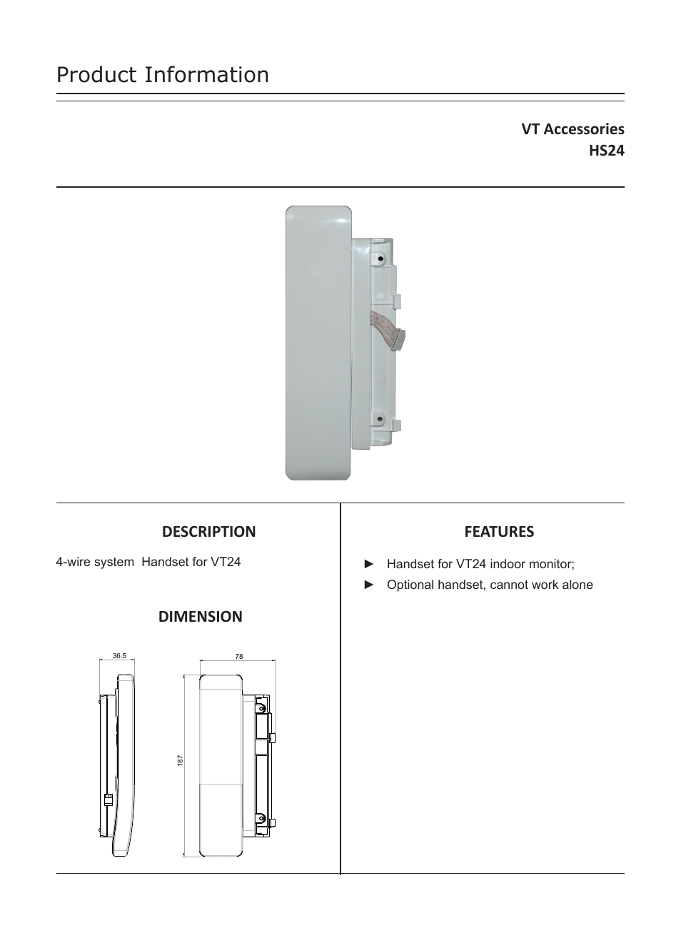 V-Tech HS24 Info User Manual | 2 pages