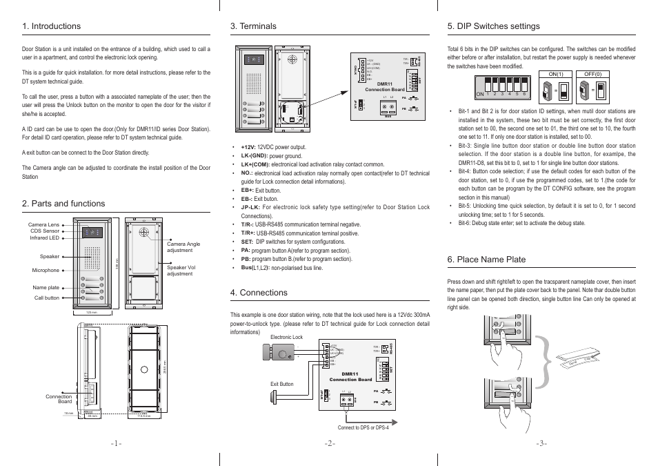 V-Tech 2EASY DT 2-wire System DMR11 Door Station User Manual | 2 pages