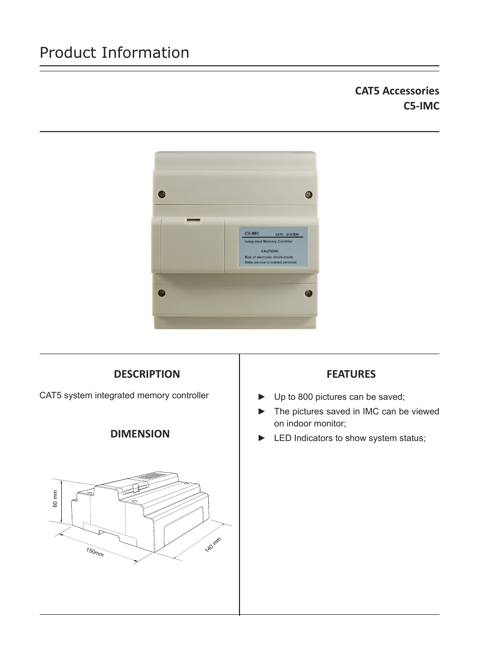 V-Tech C5-IMC Info User Manual | 3 pages