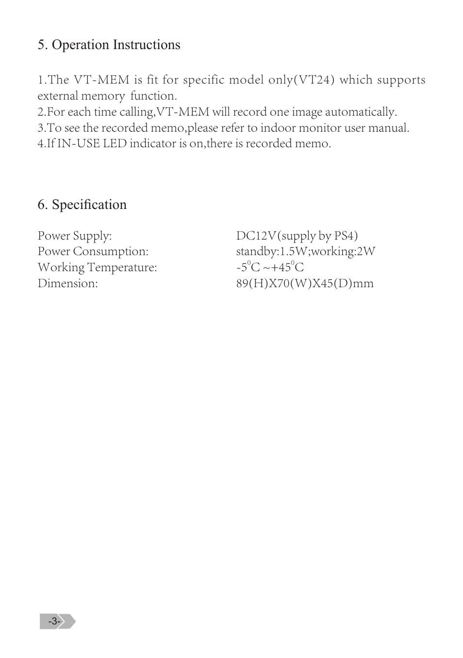 V-Tech VT-MEM Manual User Manual | Page 3 / 3