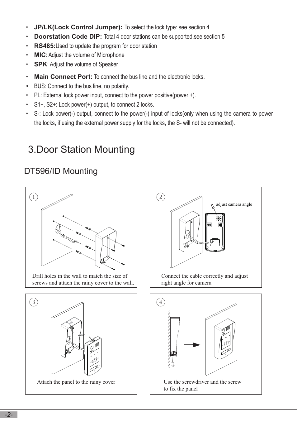 Door station mounting, Dt596/id mounting | V-Tech DT596F_ID Manual User Manual | Page 4 / 20