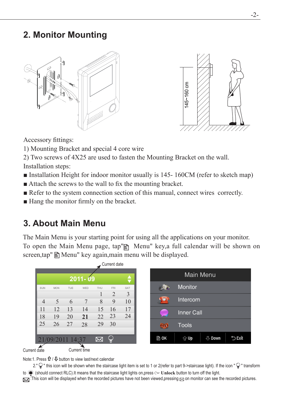 Monitor mounting 3. about main menu | V-Tech VT24 Manual User Manual | Page 3 / 16