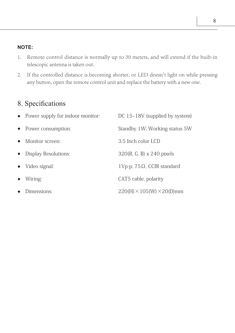 Specifications | V-Tech AT16_D4 Manual User Manual | Page 11 / 12