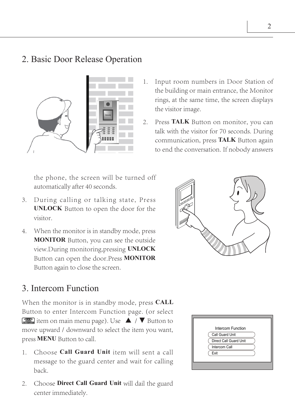 Basic door release operation 3. intercom function | V-Tech AT16_D4 Manual User Manual | Page 5 / 12