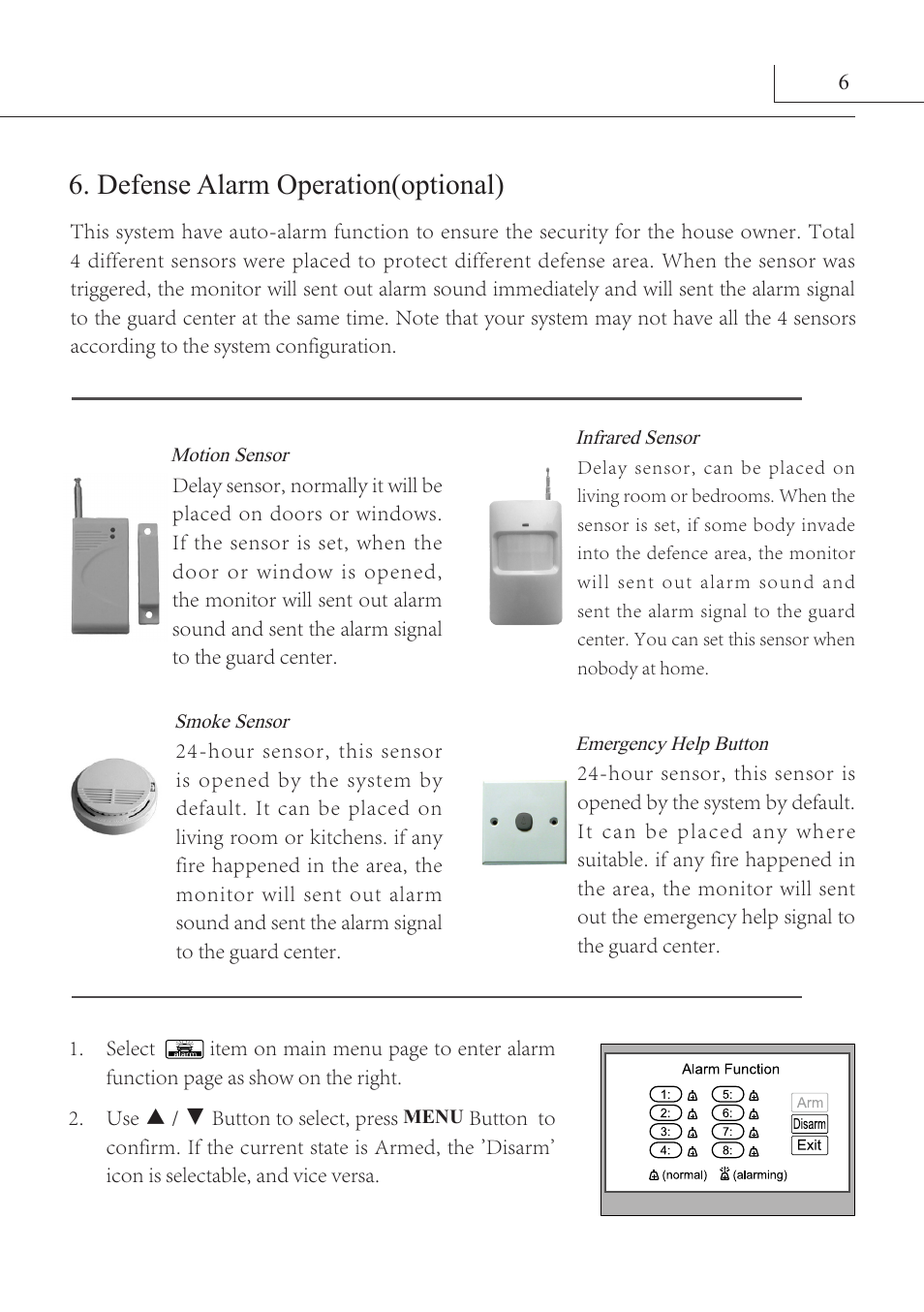 Defense alarm operation(optional) | V-Tech AT16_D4 Manual User Manual | Page 9 / 12