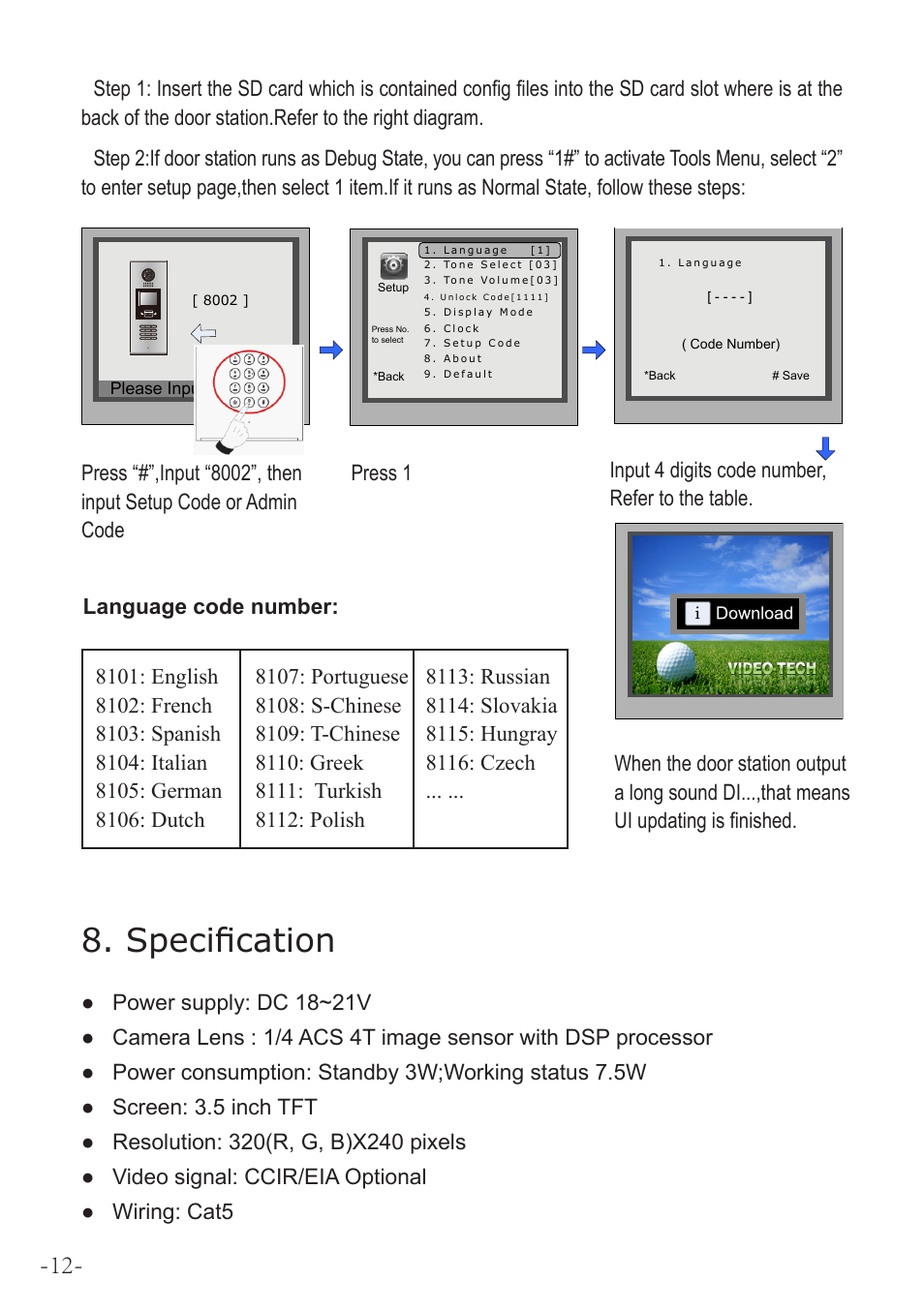 Specification | V-Tech IP-MR18 Manual User Manual | Page 14 / 16