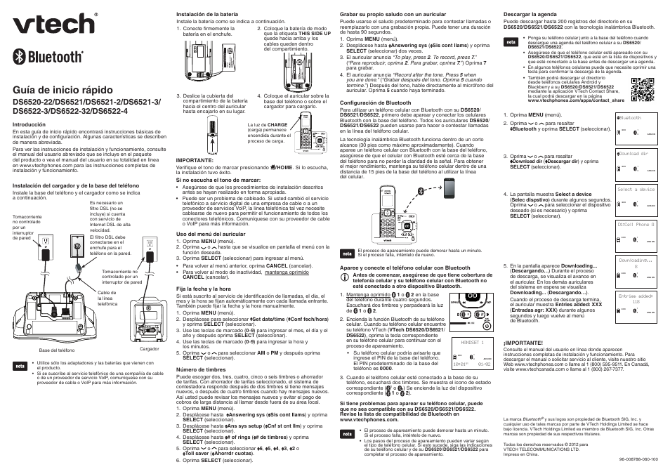 Guía de inicio rápido | VTech DS6522-3-32-4 Quick start User Manual | Page 2 / 2