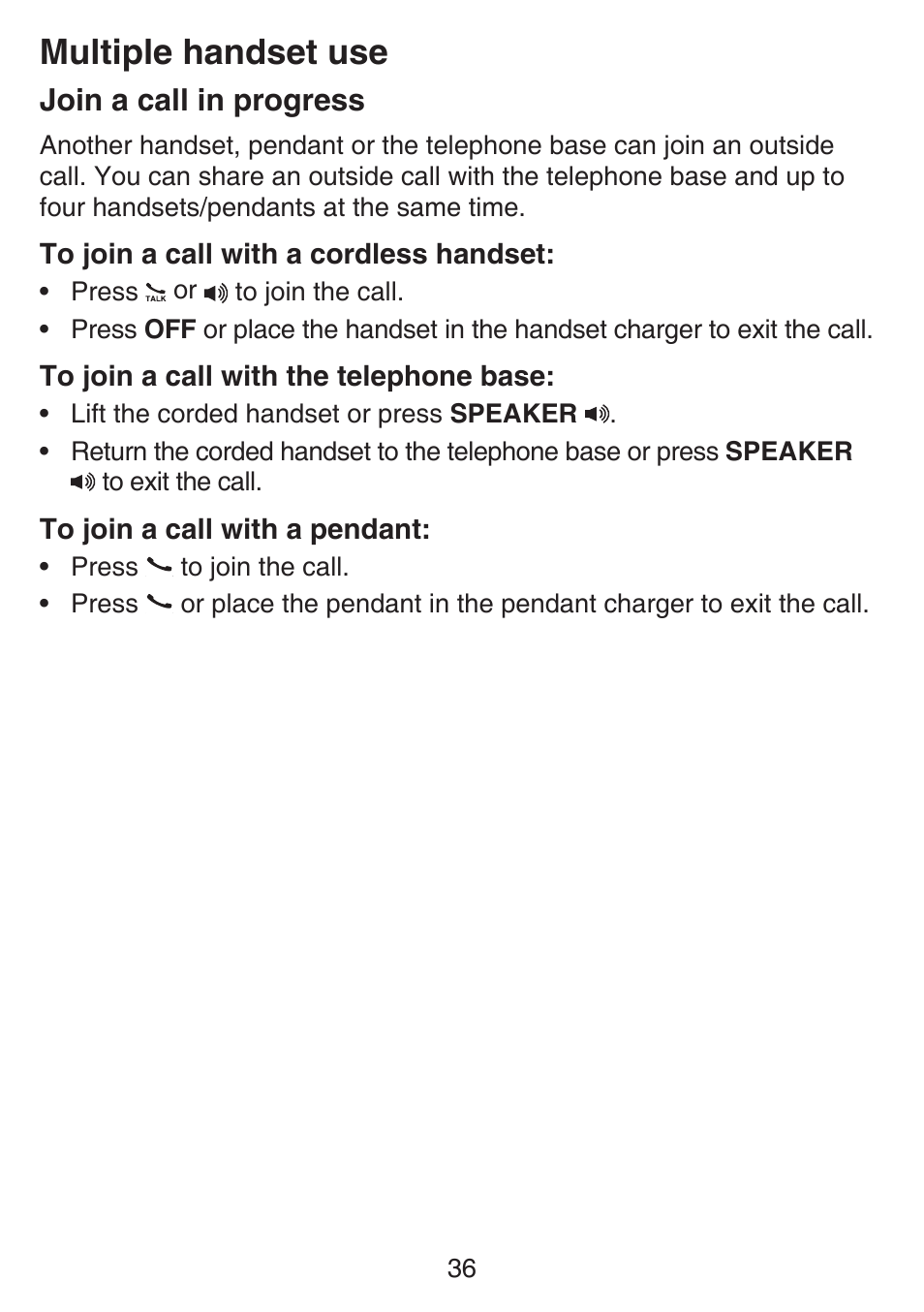 Multiple handset use, Join a call in progress | VTech SN6197_-2 Abridged manual User Manual | Page 42 / 93