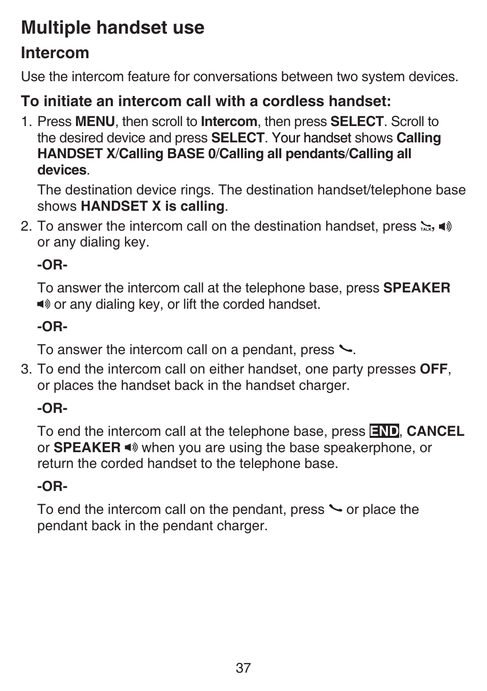 Intercom, Multiple handset use | VTech SN6197_-2 Abridged manual User Manual | Page 43 / 93