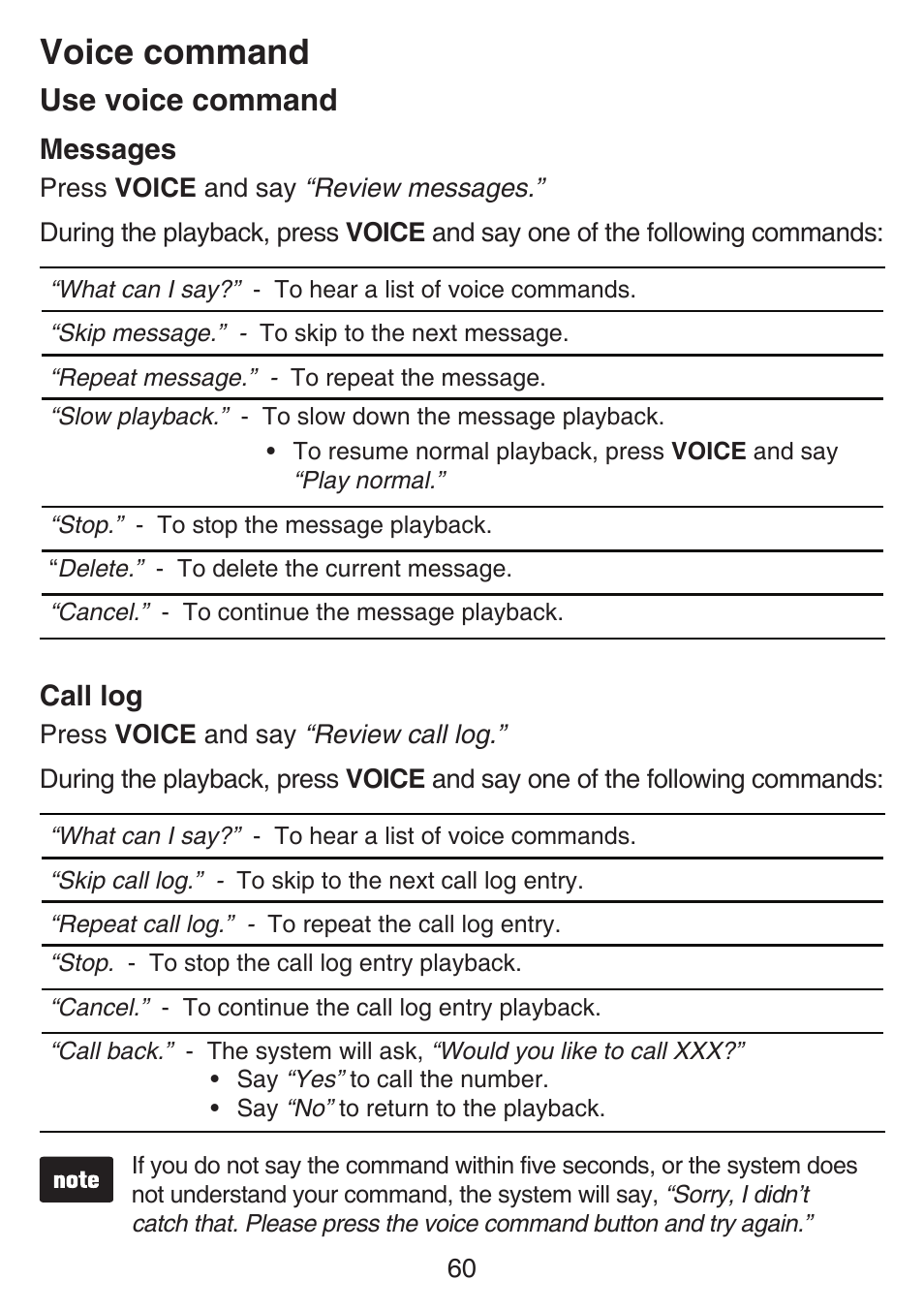 Voice command, Use voice command | VTech SN6197_-2 Abridged manual User Manual | Page 66 / 93