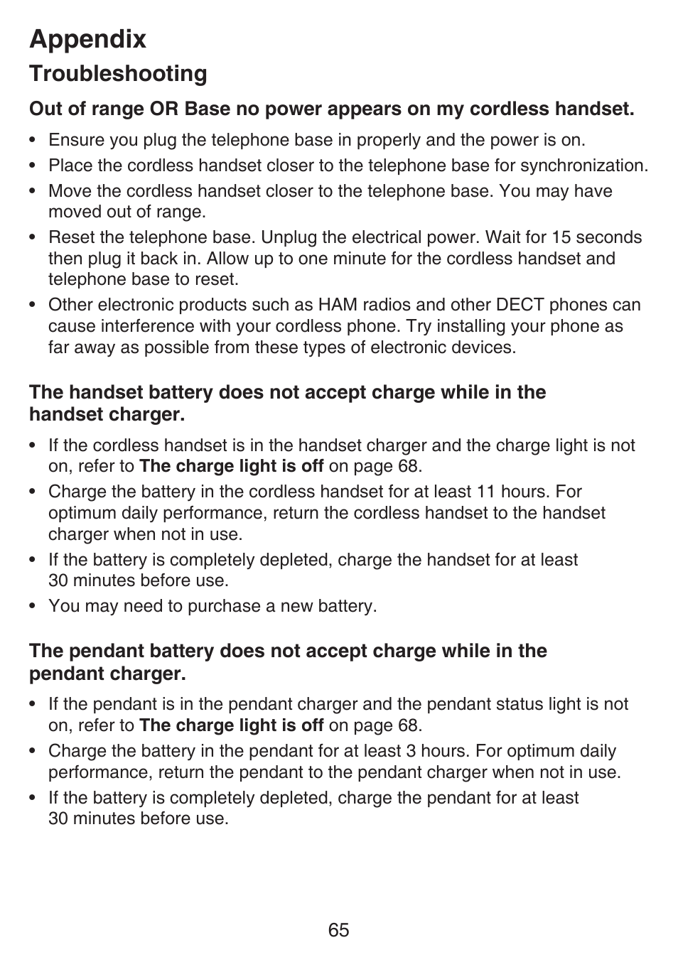 Appendix, Troubleshooting | VTech SN6197_-2 Abridged manual User Manual | Page 71 / 93