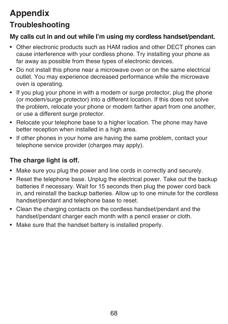 Appendix, Troubleshooting | VTech SN6197_-2 Abridged manual User Manual | Page 74 / 93