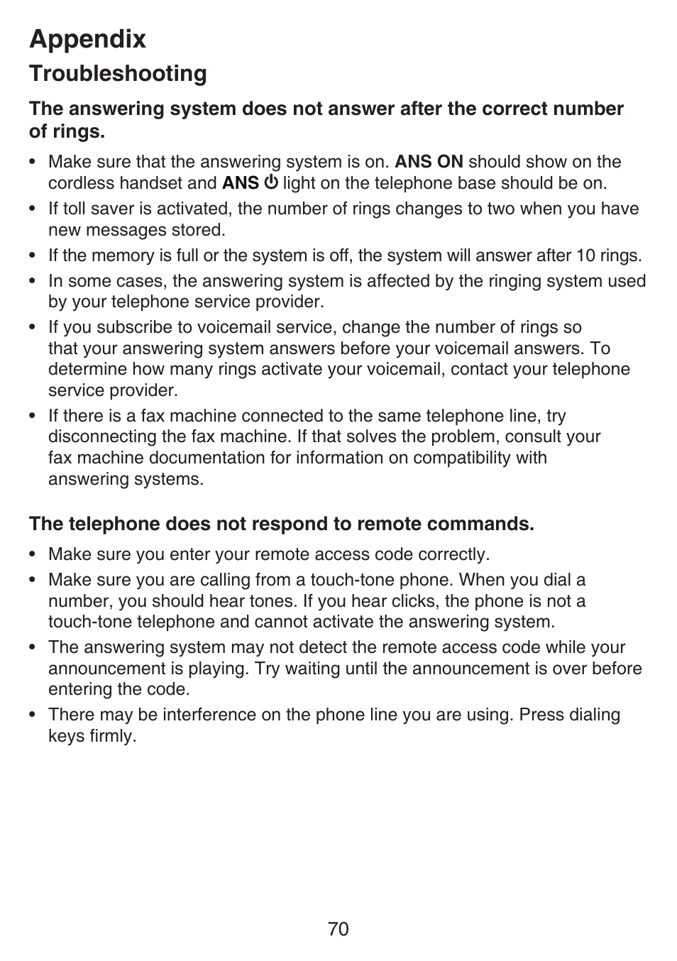 Appendix, Troubleshooting | VTech SN6197_-2 Abridged manual User Manual | Page 76 / 93