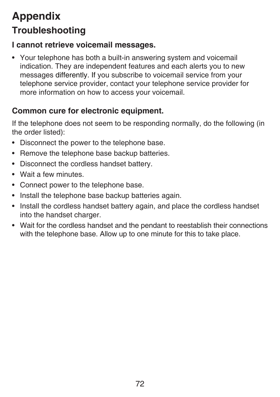 Appendix, Troubleshooting | VTech SN6197_-2 Abridged manual User Manual | Page 78 / 93