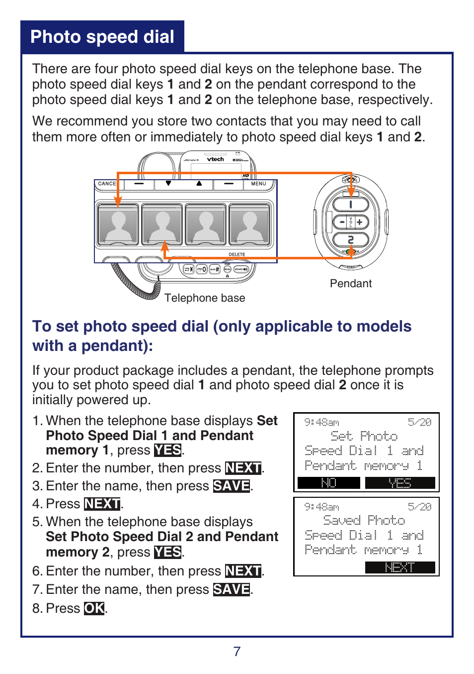 Photo speed dial | VTech SN6197_-2 Quick start User Manual | Page 9 / 20