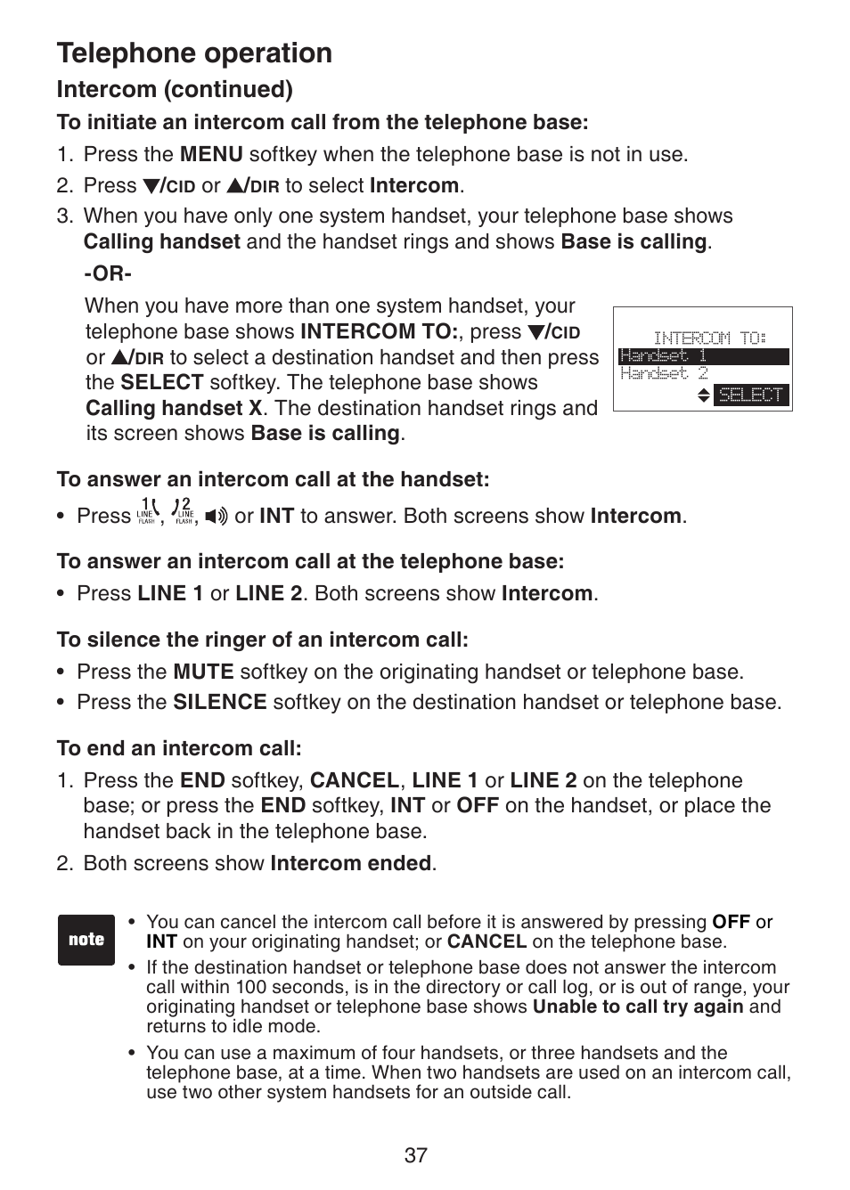 Telephone operation, Intercom (continued) | VTech DS6151 Manual User Manual | Page 41 / 95