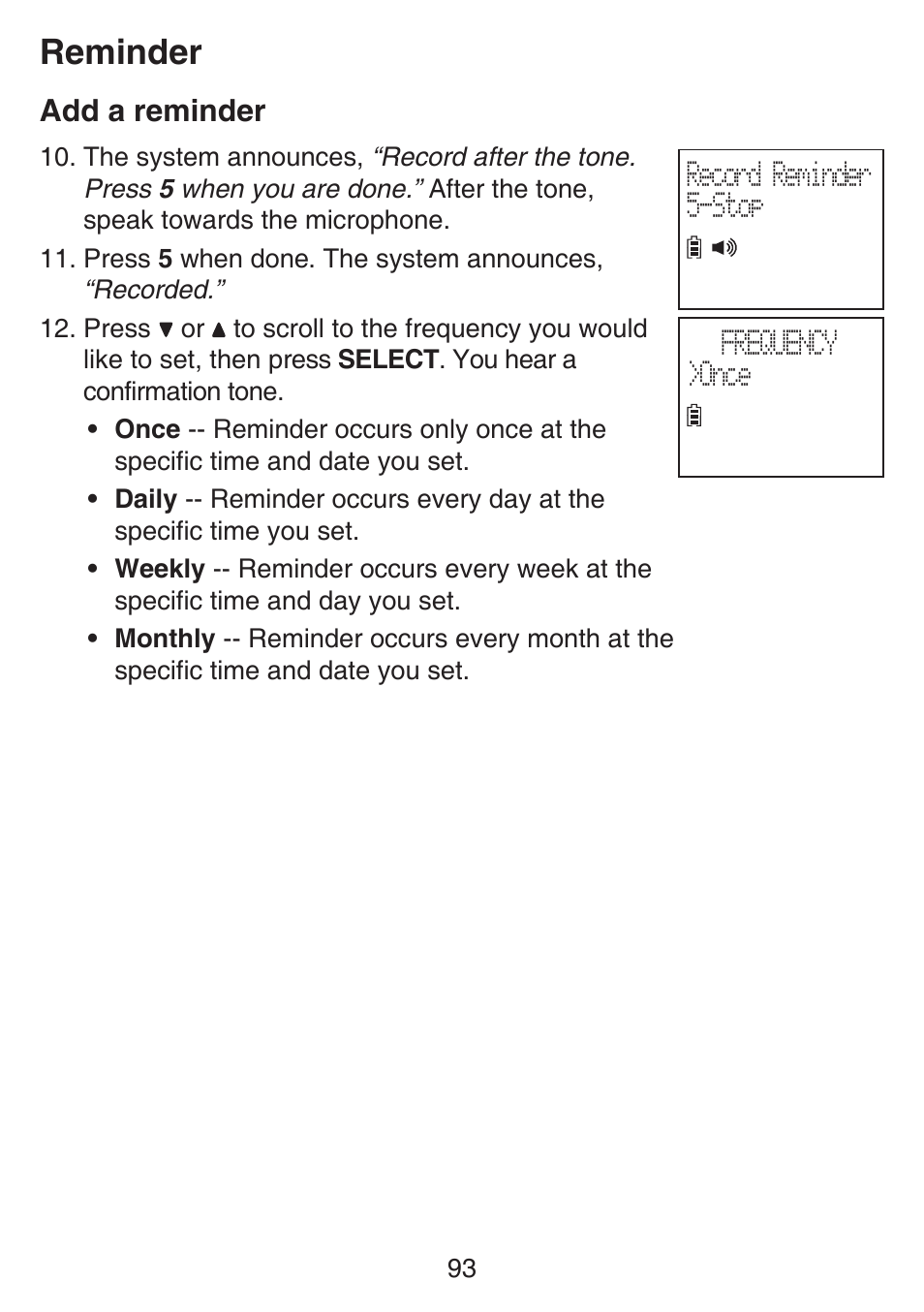 Reminder, Add a reminder | VTech SN6197_-2 Manual User Manual | Page 100 / 162