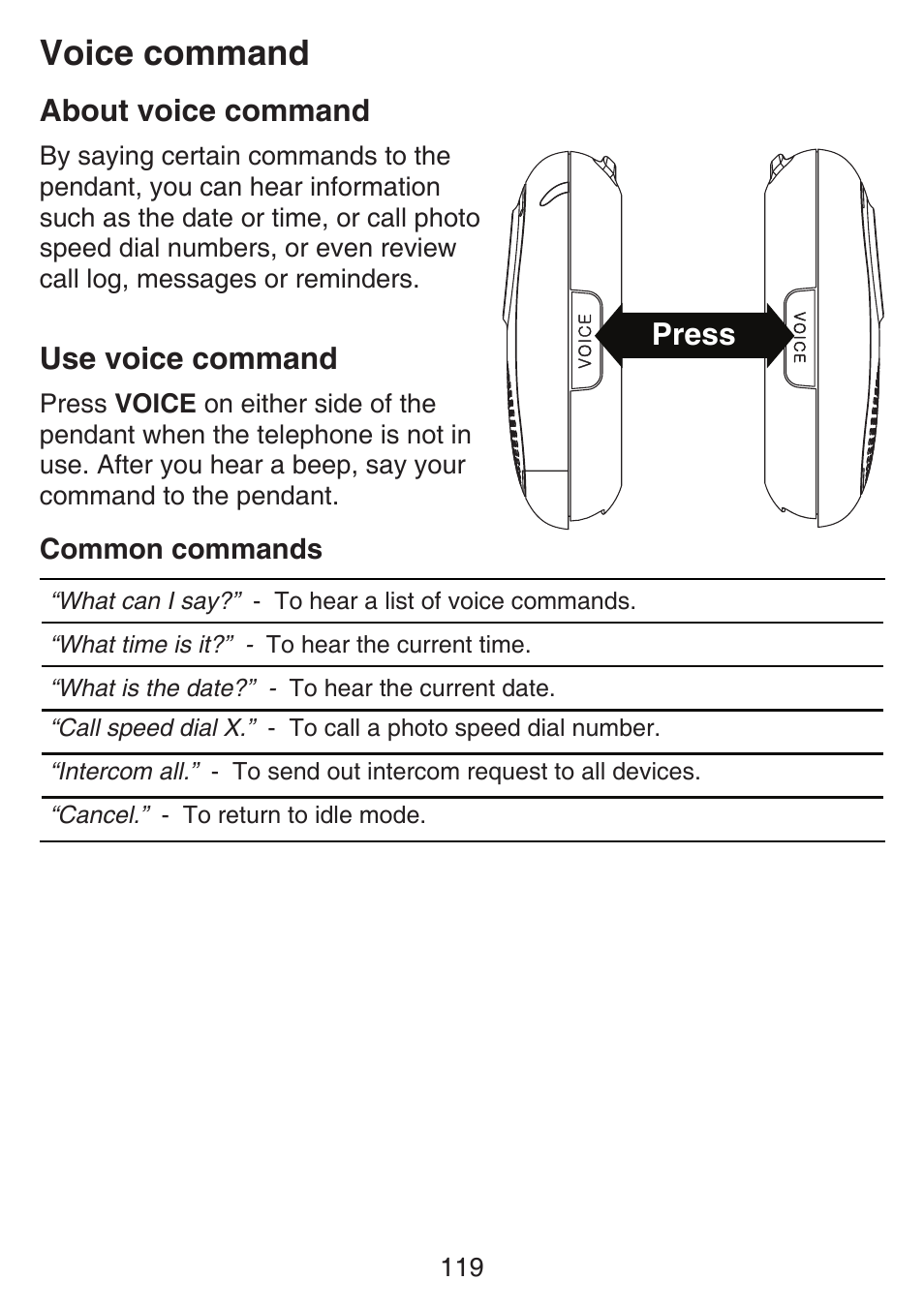 Voice command | VTech SN6197_-2 Manual User Manual | Page 126 / 162