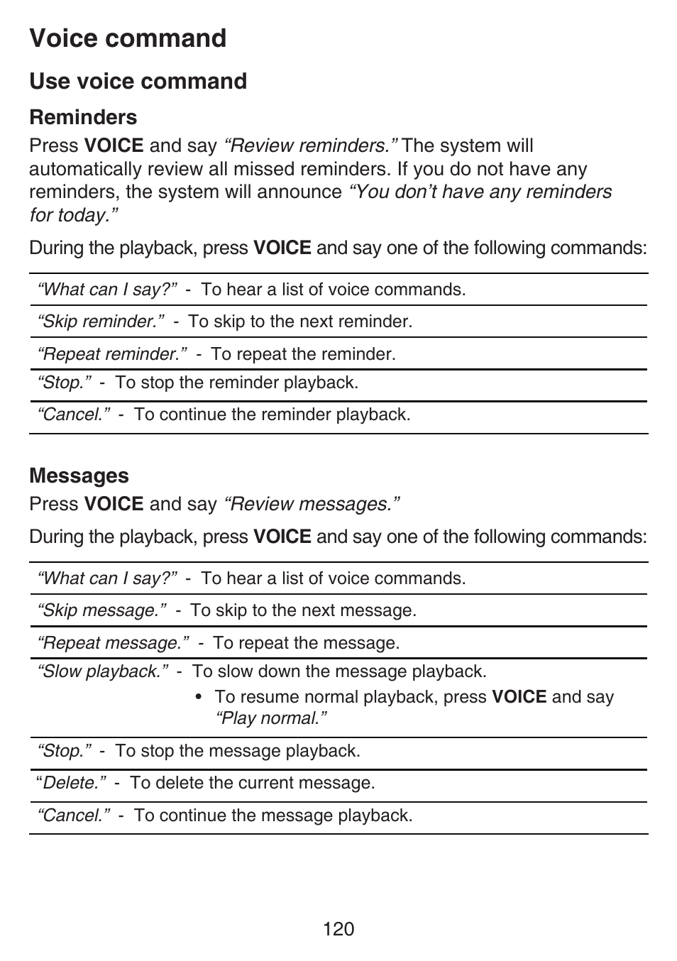 Voice command, Use voice command | VTech SN6197_-2 Manual User Manual | Page 127 / 162