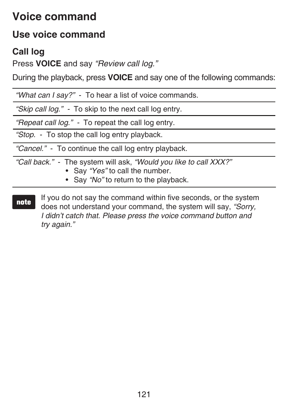 Voice command, Use voice command | VTech SN6197_-2 Manual User Manual | Page 128 / 162