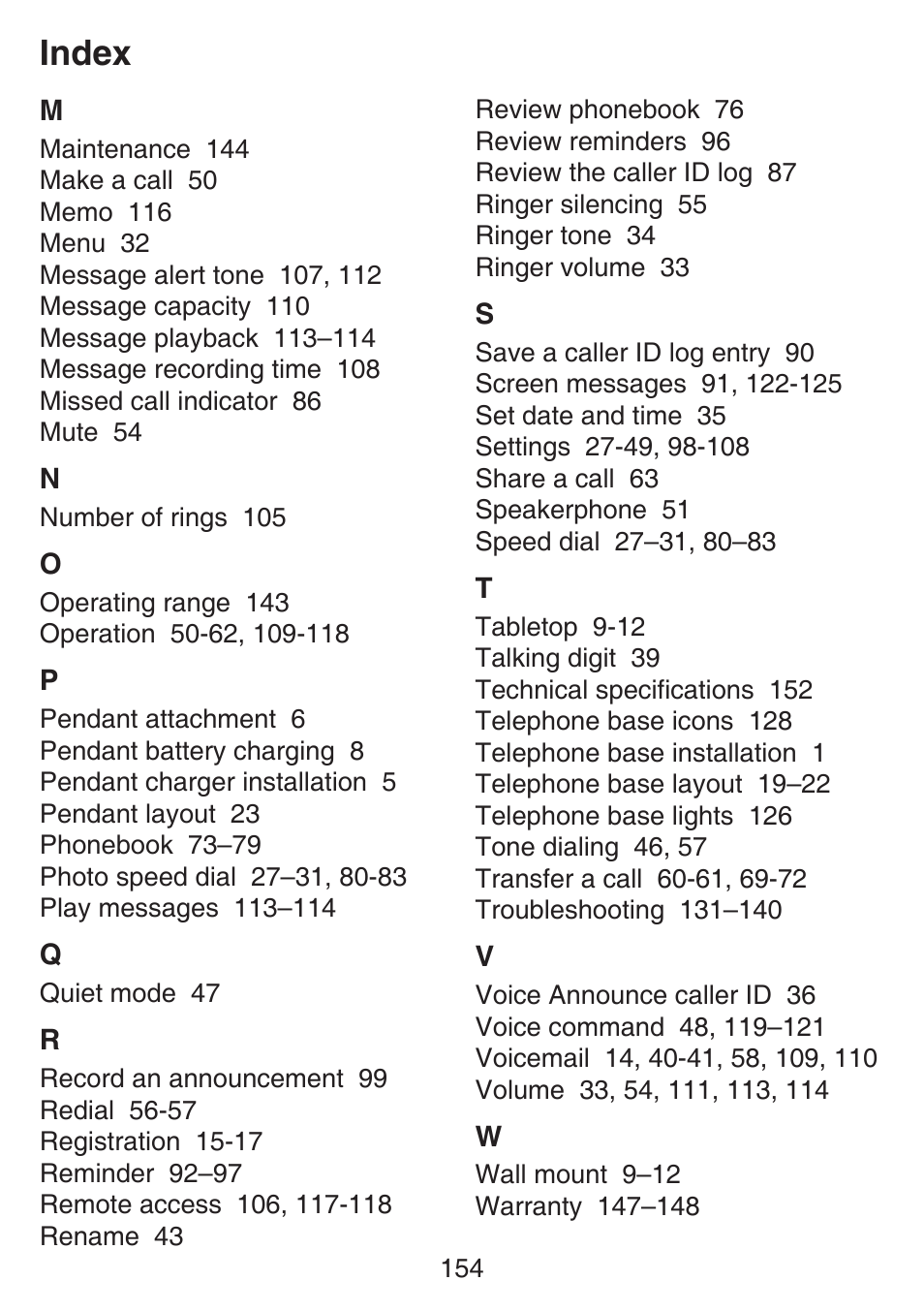 Index | VTech SN6197_-2 Manual User Manual | Page 161 / 162